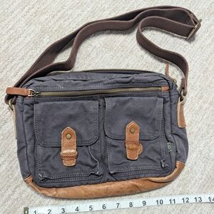 TSD Brand Rooted In California Blue Canvas Messenger Bag Purse